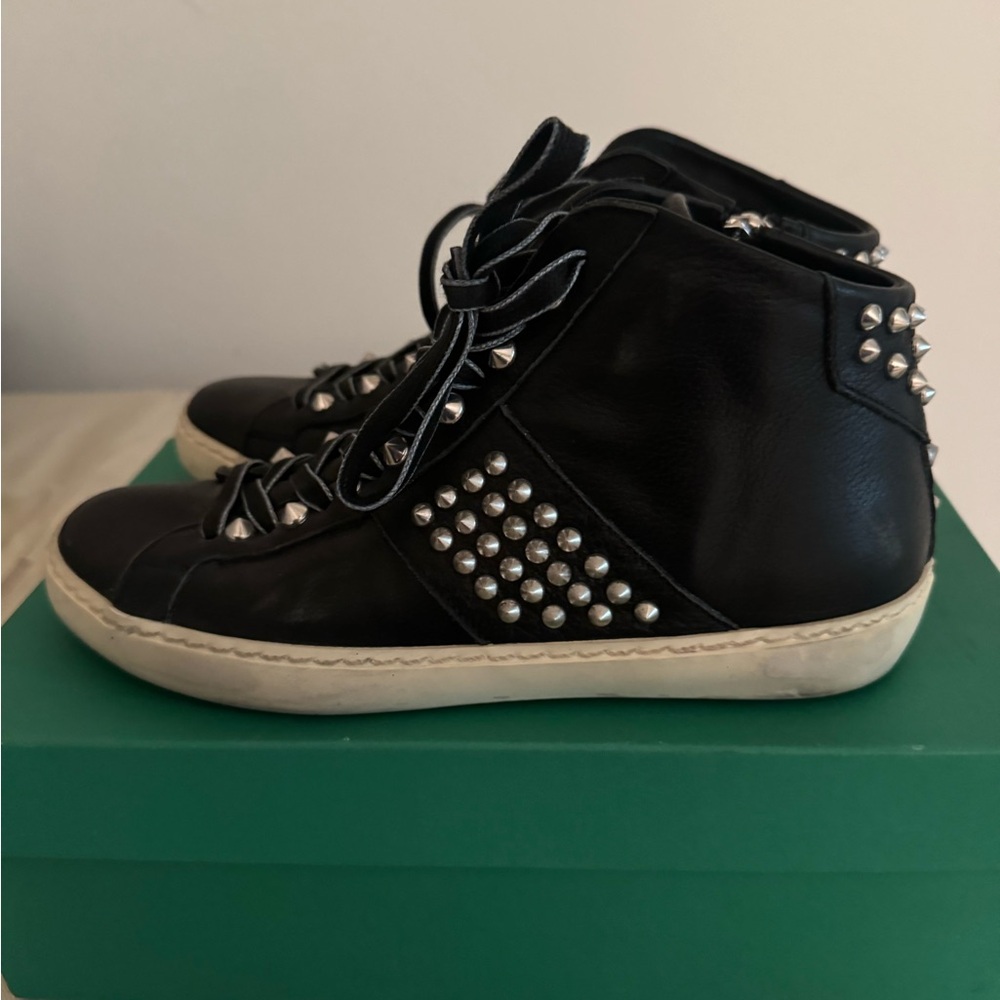 WORN ONCE studded leather high top sneakers